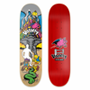 A red skateboard featuring an image of a pig and an elephant, perfect for street riding and brought to you by STREET PLANT BRAND VALLEY SUPER FRIENDS, produced by STREET PLANT BRAND.