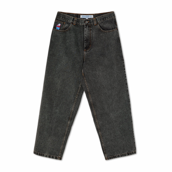 A pair of POLAR BIG BOY WASHED BLACK jeans on a white background by POLAR.