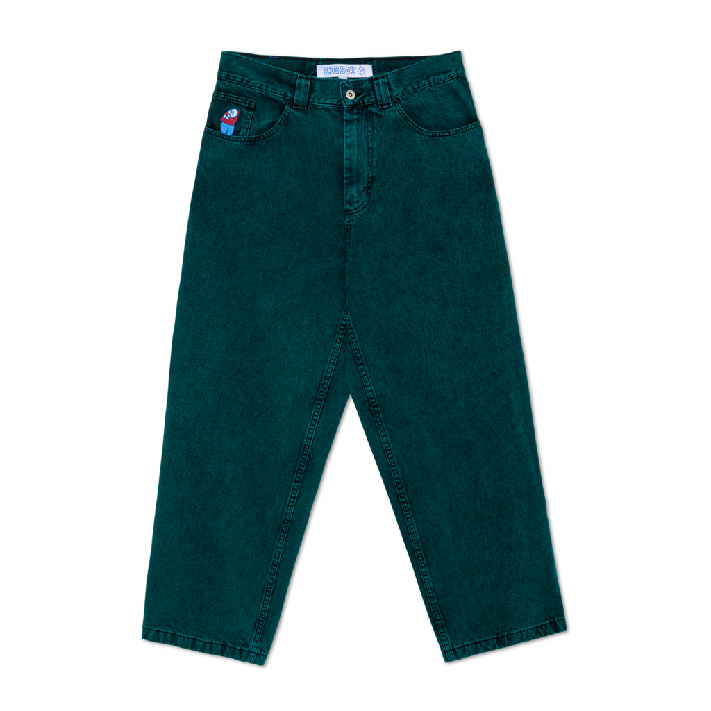 A pair of POLAR dark green pants with buttons.