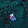 A close up of a pocket on a pair of POLAR BIG BOY TEAL BLACK jeans.