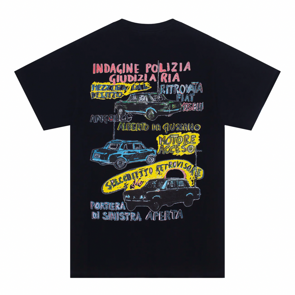 A FUCKING AWESOME CAR EXPLOSION TEE BLACK with a bunch of cars on it.