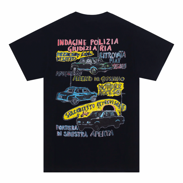 A FUCKING AWESOME CAR EXPLOSION TEE BLACK with a bunch of cars on it.