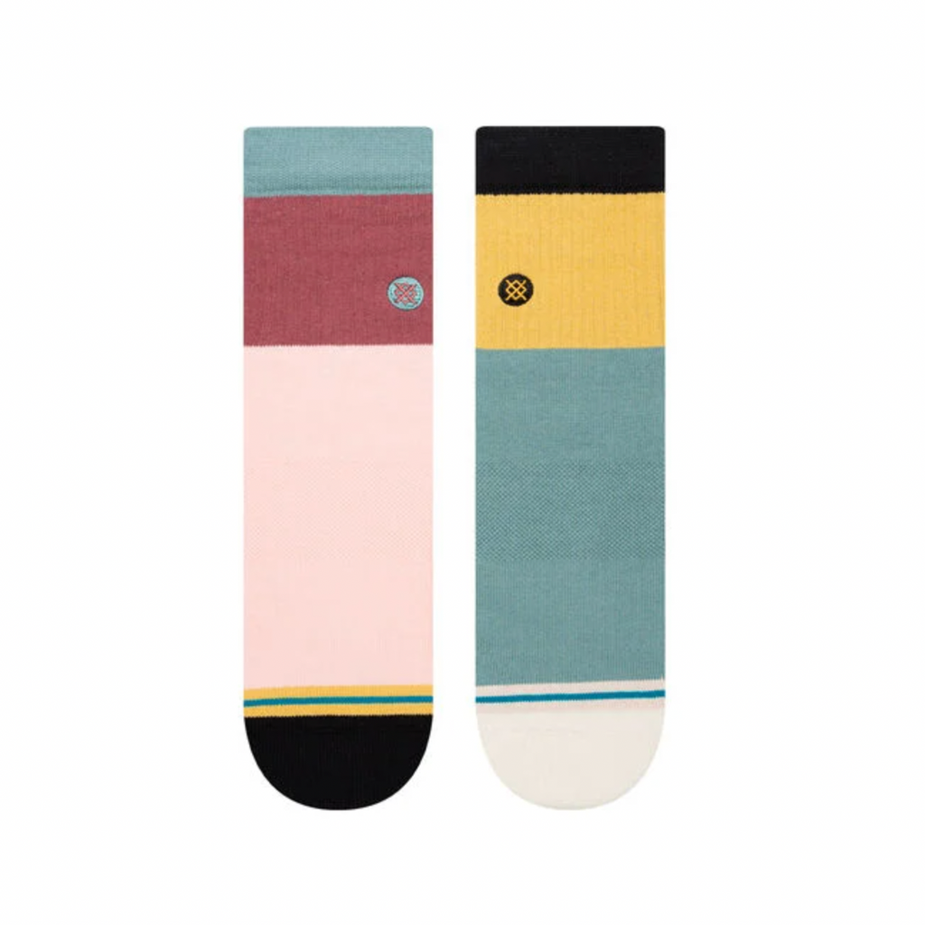 A pair of STANCE socks BLOCKED QUARTER MULTI MEDIUM with different colors and patterns.