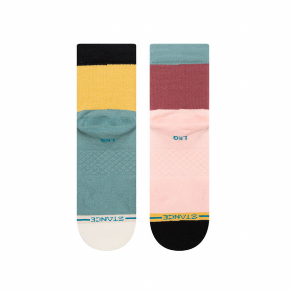 Two pairs of STANCE SOCKS BLOCKED QUARTER MULTI MEDIUM with different colors.