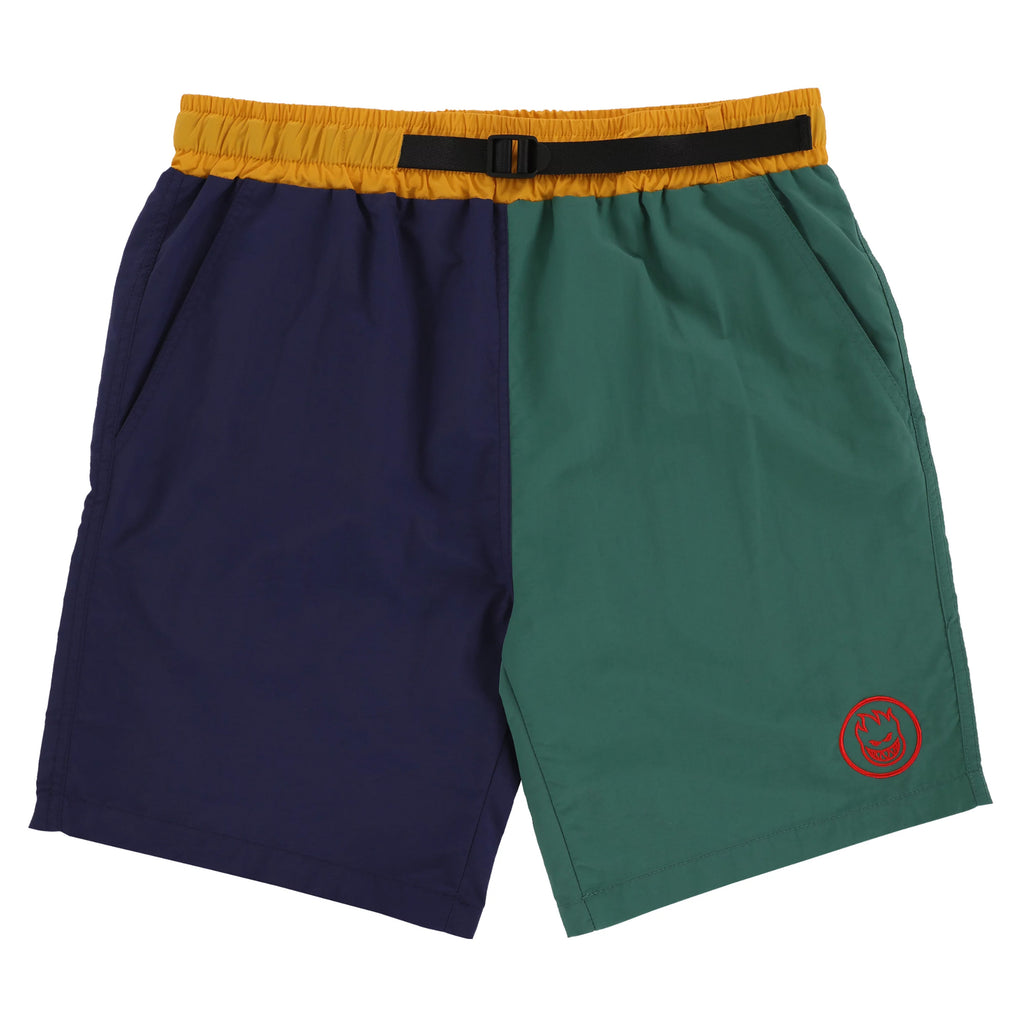 A pair of DELUXE SPITFIRE BIGHEAD CIRCLE SHORTS NAVY / GREEN.