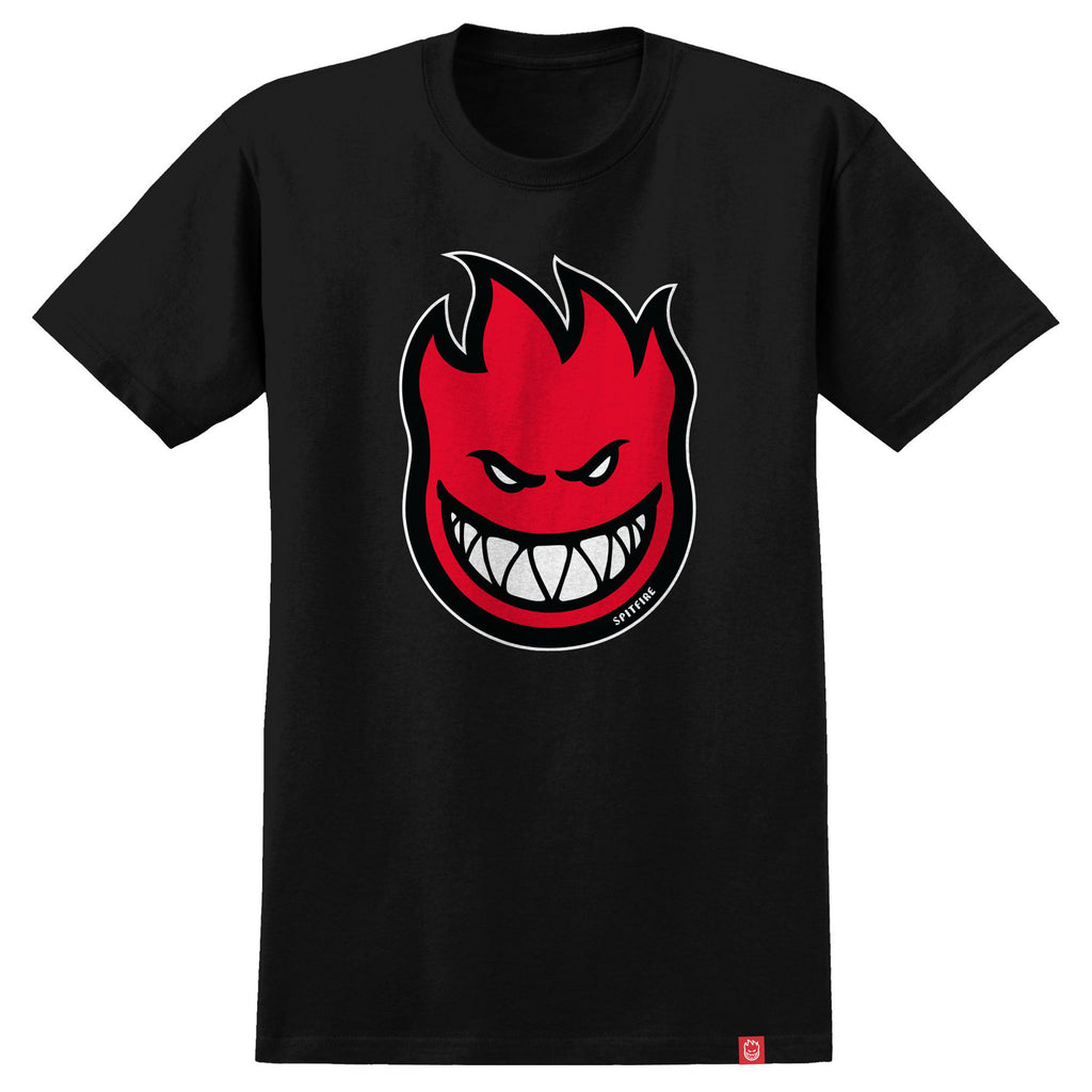 A Deluxe SPITFIRE BIGHEAD FILL TEE BLACK/RED with a red demon face.