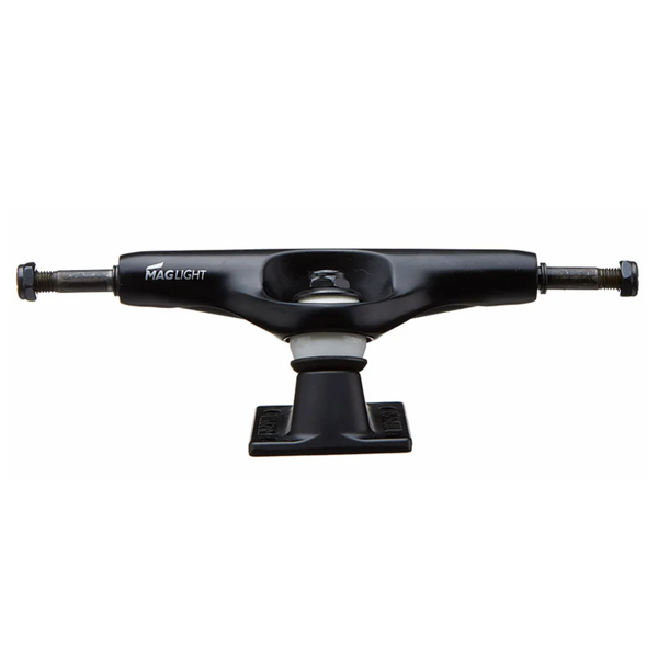 A set of two TENSOR MAG-LIGHT 5.5 BLACK/BLACK skateboard trucks from Tensor are shown against a white background.