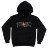 A THRASHER COP CAR HOODIE BLACK with the words Thrash on it.