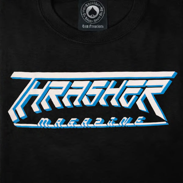 A black THRASHER FUTURE LOGO TEE with the word THRASHER logo.