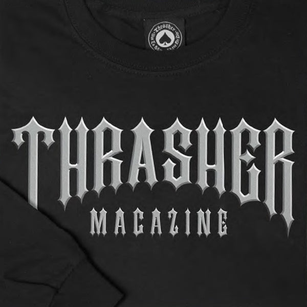 Classic THRASHER LOW LOW LOGO LONG SLEEVE BLACK tee by THRASHER magazine.