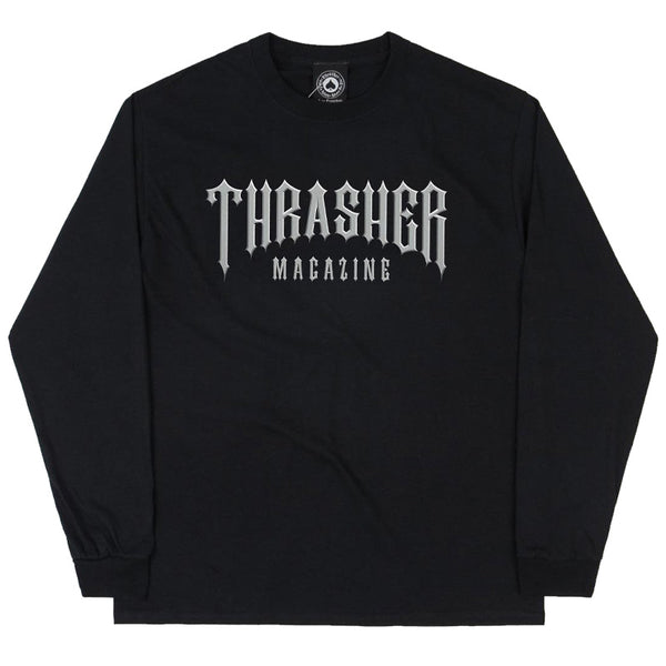 THRASHER LOW LOW LOGO LONG SLEEVE BLACK tee with logo.