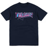 A THRASHER VICE LOGO TEE NAVY BLUE with the THRASHER logo.