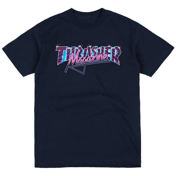 A THRASHER VICE LOGO TEE NAVY BLUE with the THRASHER logo.