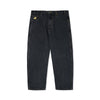 A pair of Butter Goods TIMBO DENIM PANT WASHED BLACK jeans with a gold embroidered patch.