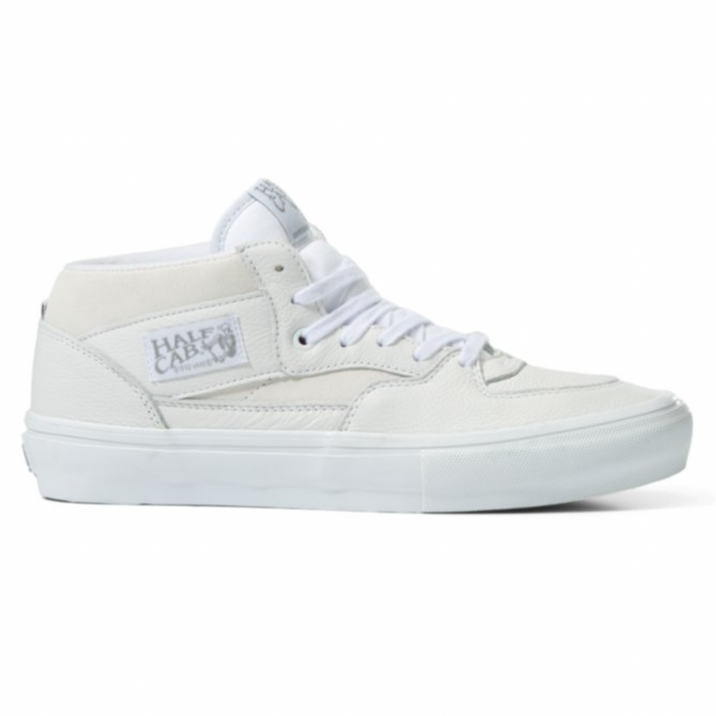 A VANS DAZ SKATE HALF CAB WHITE high top sneaker on a white background.