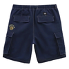 A VANS Zion Wright shorts dress blues with a badge on the side.
