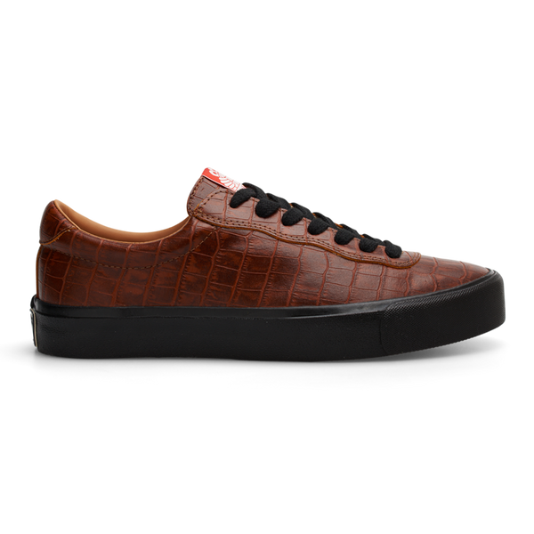 A Last Resort AB VM001 Croc Brown/Black leather sneaker with black laces.