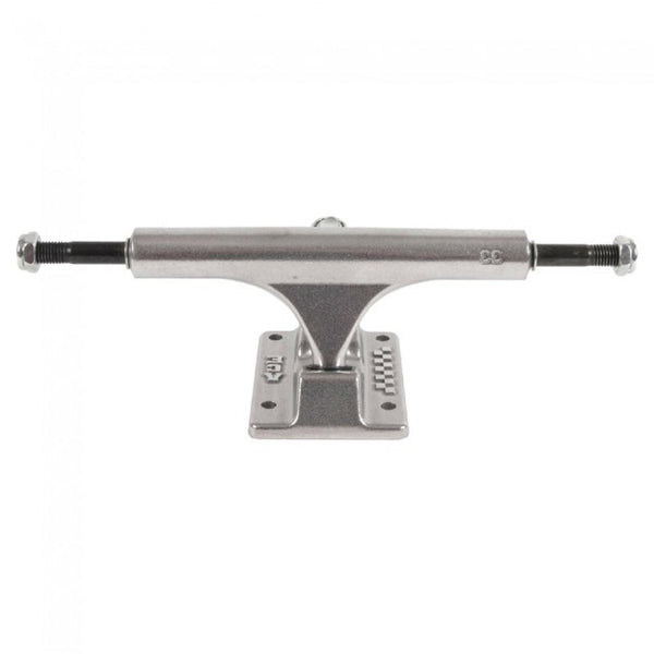 A silver Ace 33 Classic Polished truck set on a white background.