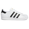 A white and black ADIDAS SUPERSTAR ADV FLAT WHITE / CORE BLACK sneakers on a white background.