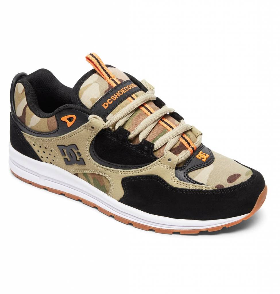 A men's DC KALIS LITE SE CAMO Shoes in camouflage and orange from the Josh Kalis Collection.
