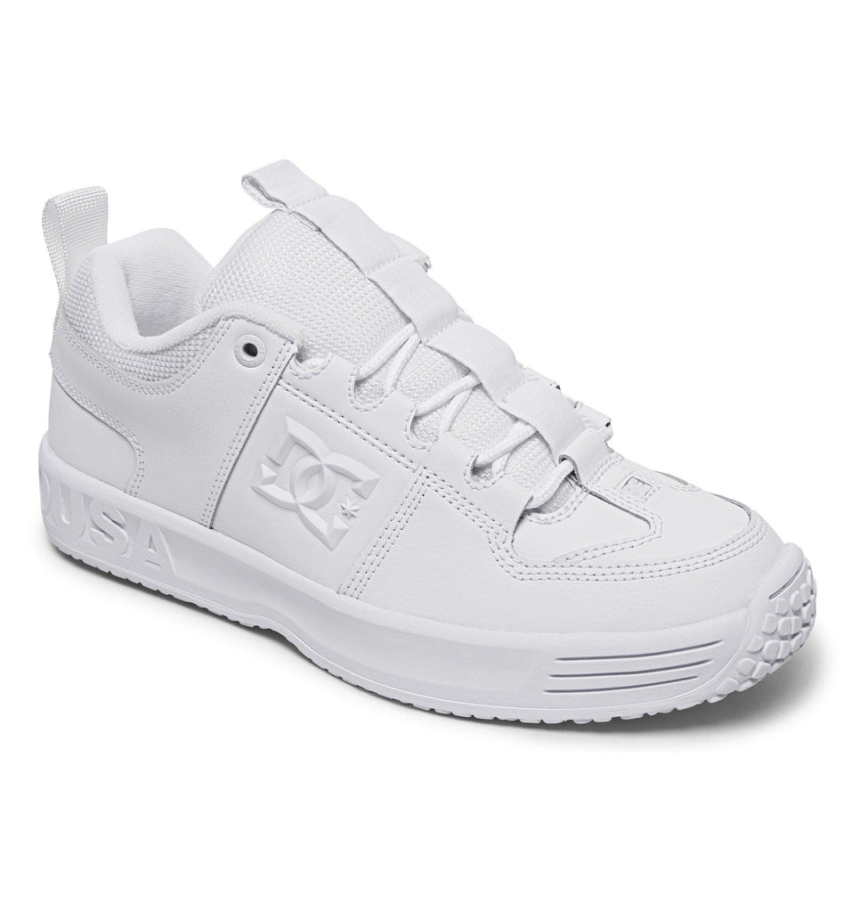 A white DC Lynx OG White/White skate shoe with a white sole.