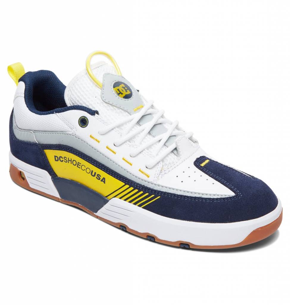 A men's skate shoe in DC SHOES LEGACY 98 SLIM WHITE / YELLOW / NAVY.