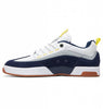 The navy and yellow DC Legacy 98 Slim White / Yellow / Navy shoes with a suede footbed.