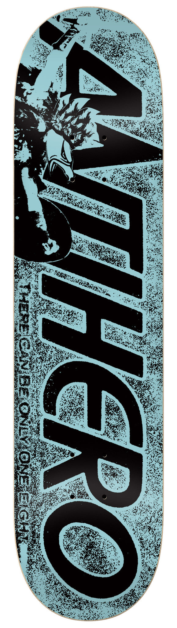 A skateboard with the word hero on it, featuring an ANTI HERO HIGHLANDER PRICE POINT 8.25 design by ANTIHERO brand.