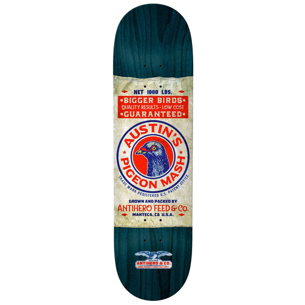 A skateboard deck with an image of an eagle from ANTIHERO KANFOUSH GEN MERC II.
