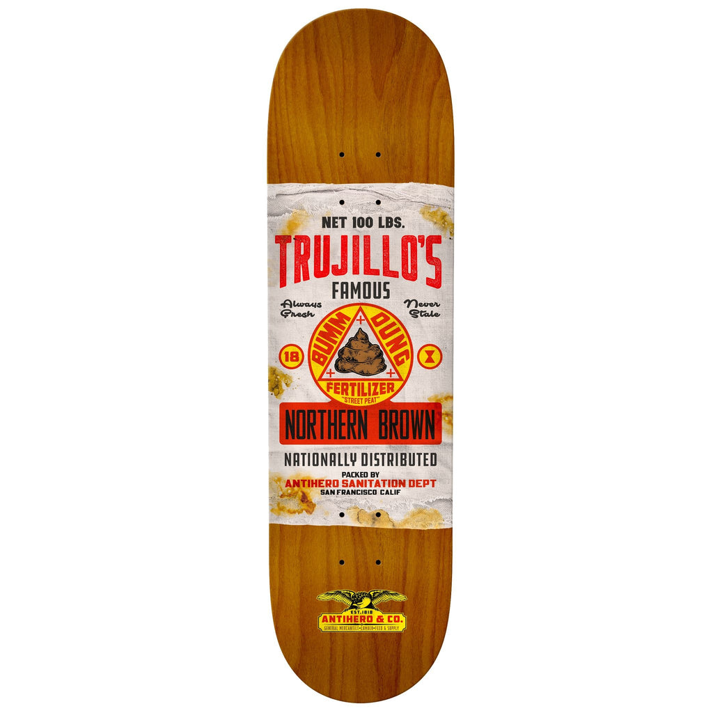 An ANTI HERO TRUJILLO GEN MERC II 8.5 skateboard deck with the words tillie's on it.