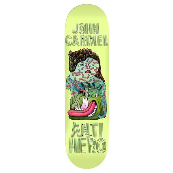 John Carriel ANTI HERO CARDIEL HUG PAVEMENT skateboard deck - 8.0, a perfect choice for those who embrace skateboarding as a way to hug pavement and channel their inner anti-hero spirit.