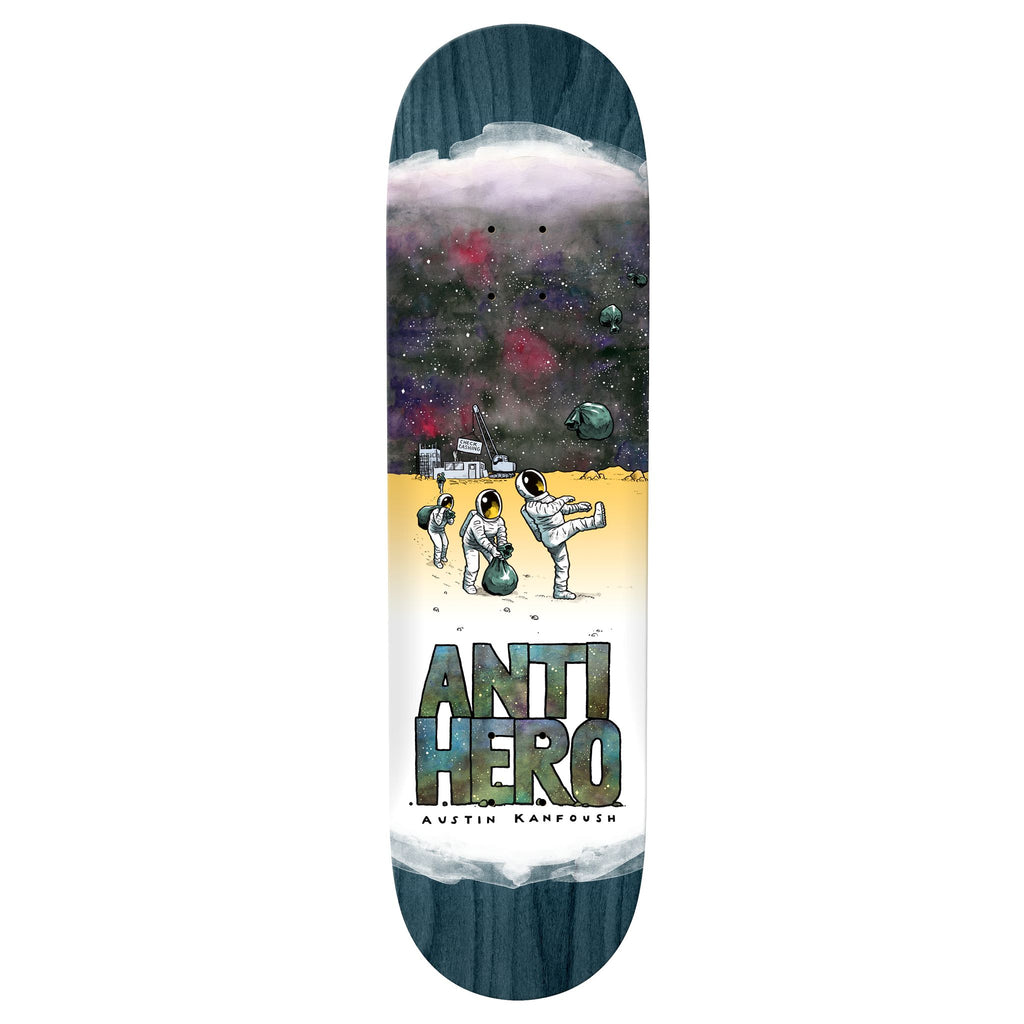 ANTIHERO skateboard deck featuring the iconic ANTIHERO KANFOUSH SPACE JUNK artwork - 8.0.