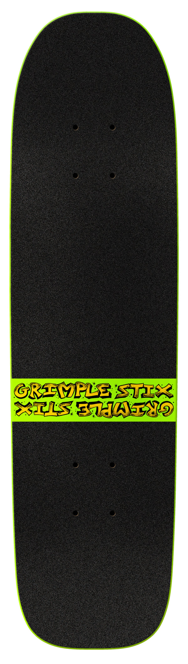 A black and green skateboard with an ANTIHERO GRIMPLE STIX SPACEWALKER COMPLETE logo on it.