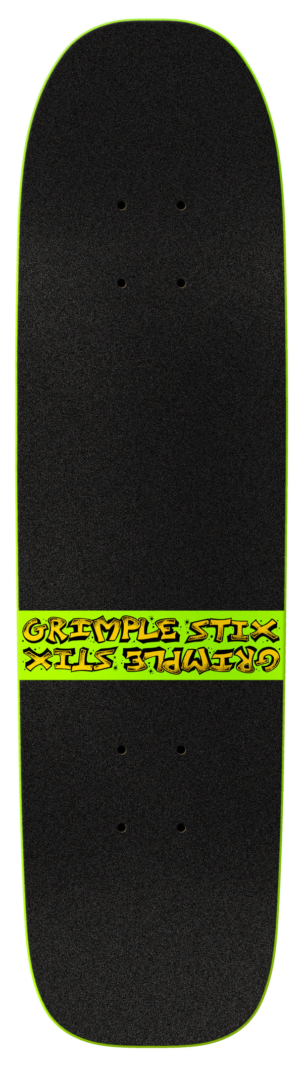 A black and green skateboard with an ANTIHERO GRIMPLE STIX SPACEWALKER logo on it.