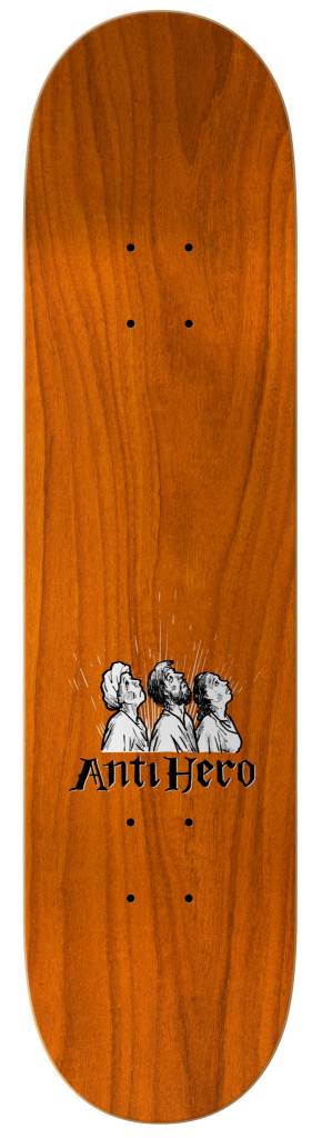 A wooden ANTIHERO skateboard with the logo of GERWER on it.