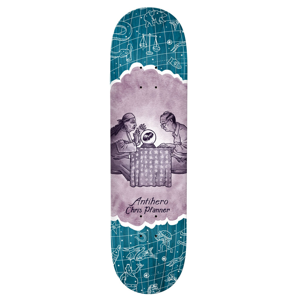 An ANTI HERO PFANNER IT'S A SIGN skateboard deck featuring the iconic image of a man and a woman, known as PFANNER IT'S A SIGN 8.06. (Brand Name: ANTIHERO)