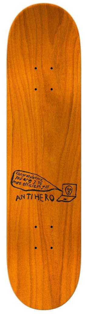 A skateboard with the word ANTIHERO TAYLOR TECHNODRONE RD 2 8.25 on it.