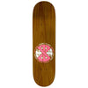 A skateboard deck with a pink logo from ANTIHERO GROSSO DAILY SUCK.