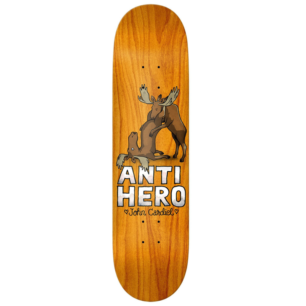 ANTIHERO skateboard deck featuring the iconic Cardiel graphic, perfect for lovers of rebellious skate culture. Available in size 8.62.