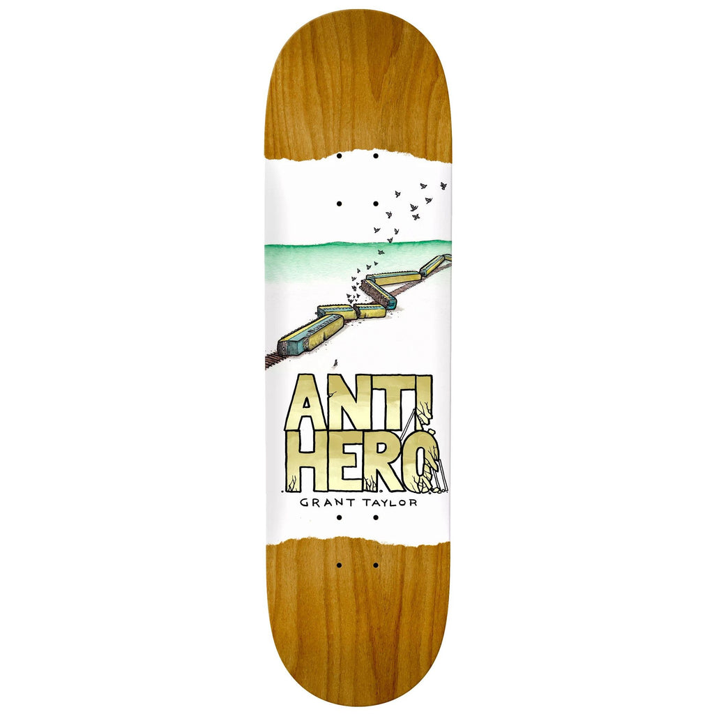 This ANTIHERO skateboard deck features an 8.38 size and embodies the rebellious spirit of the ANTI HERO GRANT EXPRESSIONS.