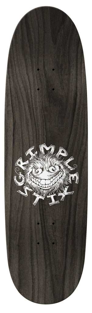 A skateboard, the ANTIHERO CARDIEL GRIMPLESTIX GUEST with a drawing of a dragon on it.