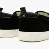A pair of HOURS IS YOURS CALLIO S77 BLACK / CREAM SUEDE shoes with white soles.