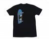 A BLUETILE SKATE BORED T-SHIRT BLACK with an image of a skateboard from Bluetile Skateboards.