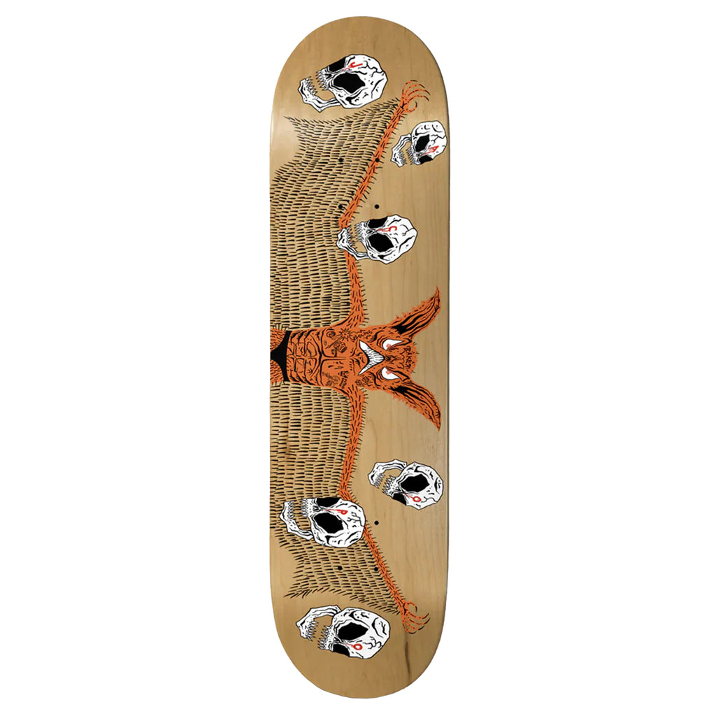 A BAKER Jacopo Throwback From The Dead skateboard with an image of a bat on it.