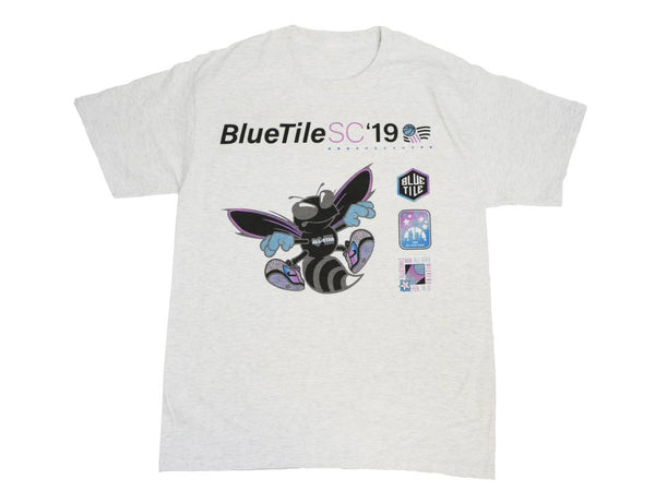 A Bluetile Skateboards t-shirt that says bluefiles 2019.