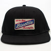 A black BLUETILE "ALL THE BEST" PATCH SNAPBACK hat from Bluetile Skateboards.