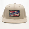 A beige BLUETILE "ALL THE BEST" PATCH SNAPBACK hat from Bluetile Skateboards.