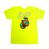 A BLUETILE BOXING CLUB T-SHIRT SAFETY GREEN from Bluetile Skateboards with a boxing glove on it.