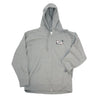 A BLUETILE CRAFT ZIP HOODIE GREY with the Bluetile Skateboards logo on it.
