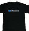 A blue Bluetile Skateboards T-SHIRT with the word skateboards on it.